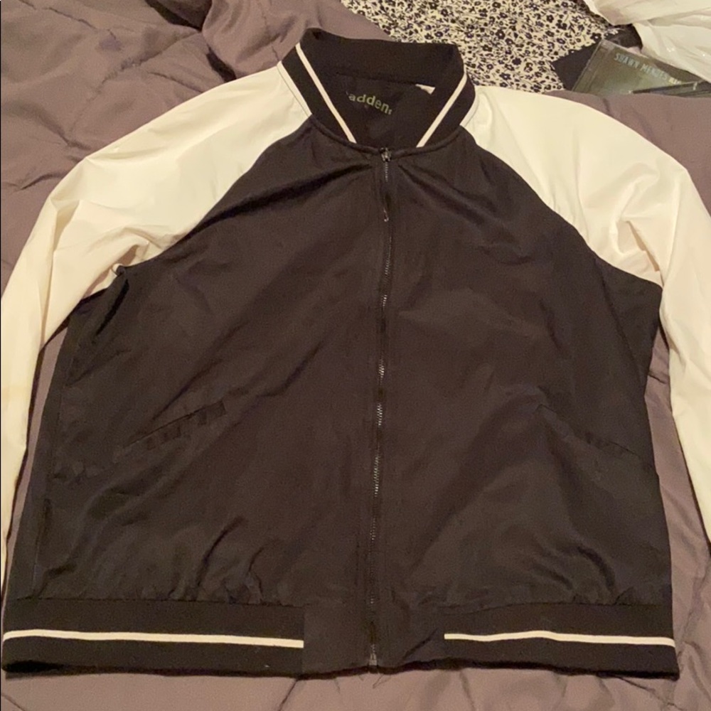 madden nyc black and white bomber type jacket